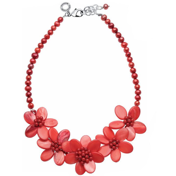 Collana Donna Ottaviani Dorata Madreperla Perline Rosso 501385C