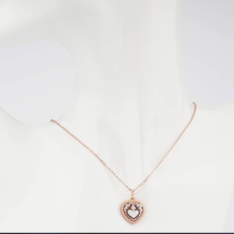 Ciondolo Donna Cameo Italiano Argento Dorato 925 Sacro Cuore P109C-R