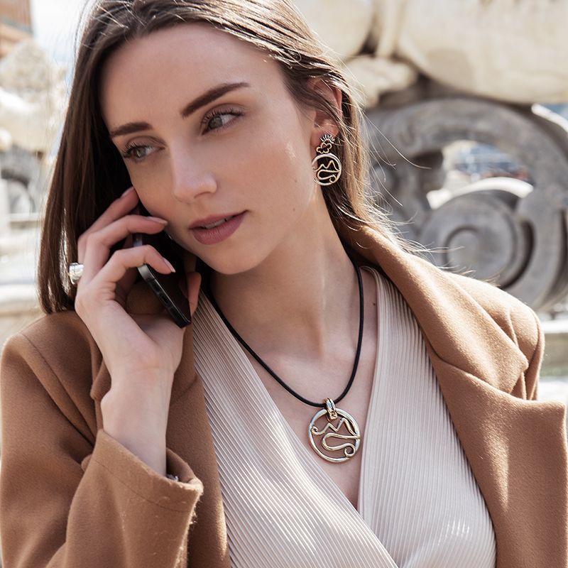 Collana Donna Nemoris Argento 925 Bronzo Rosè Vesuvio Golfo Laccio Cuoio GCG01