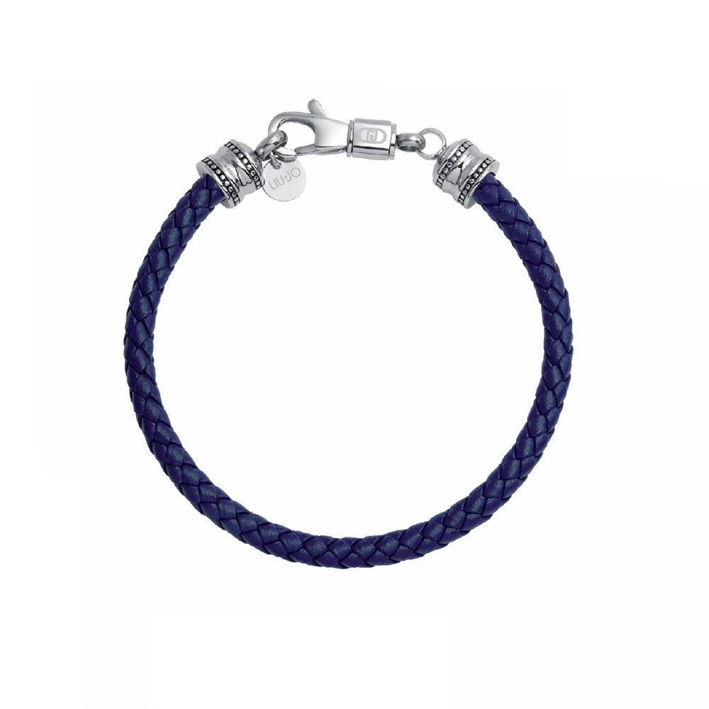 Bracciale Uomo Liu Jo Acciaio Lucido e pelle Blu MLJ671
