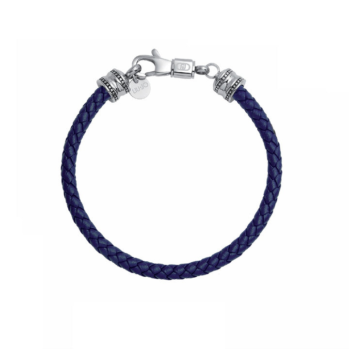 Bracciale Uomo Liu Jo Acciaio Lucido e pelle Blu MLJ671