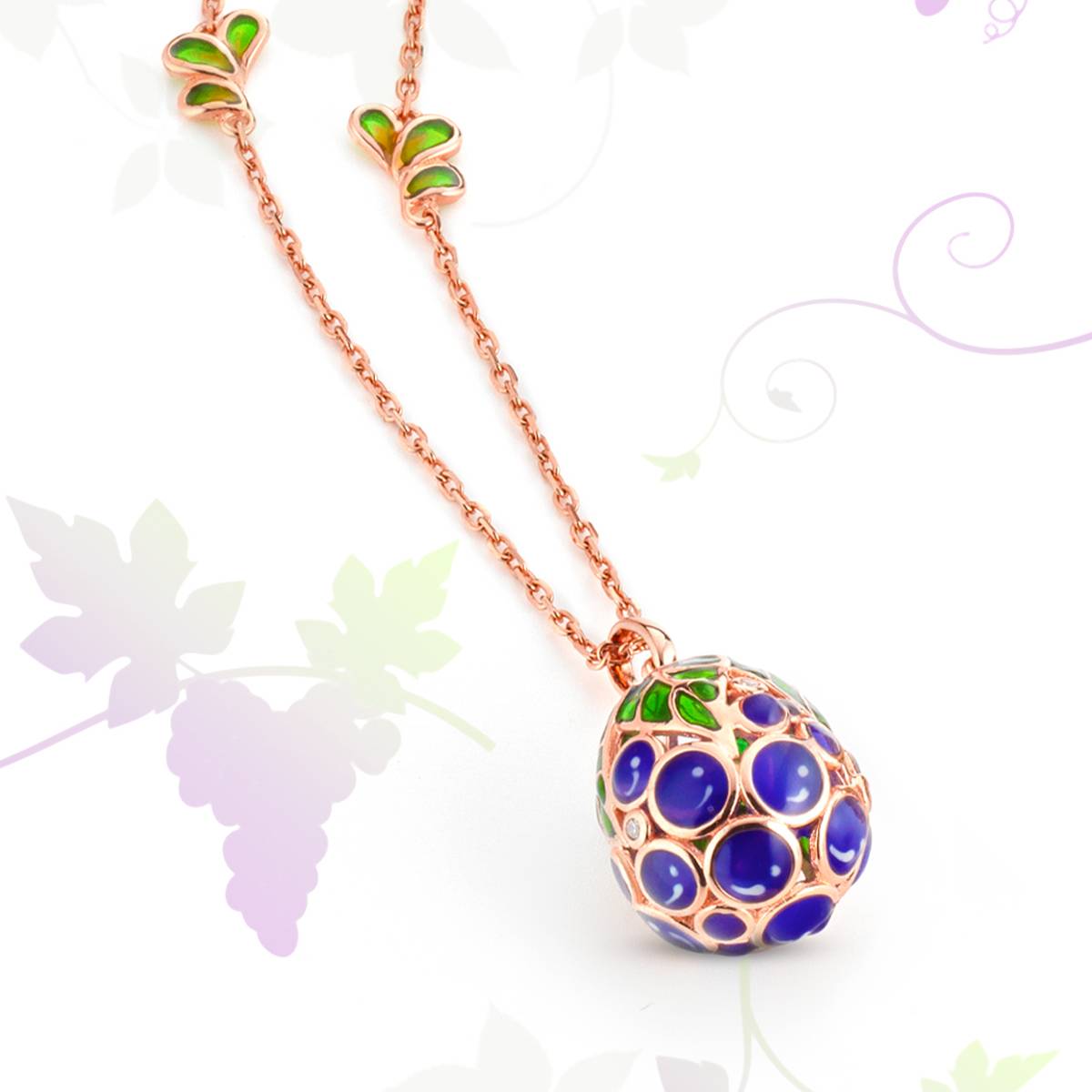 Collana Donna Tsars Argento Rosè 925 Tamara Smalto Viola Zirconi Verde TMP07RGR