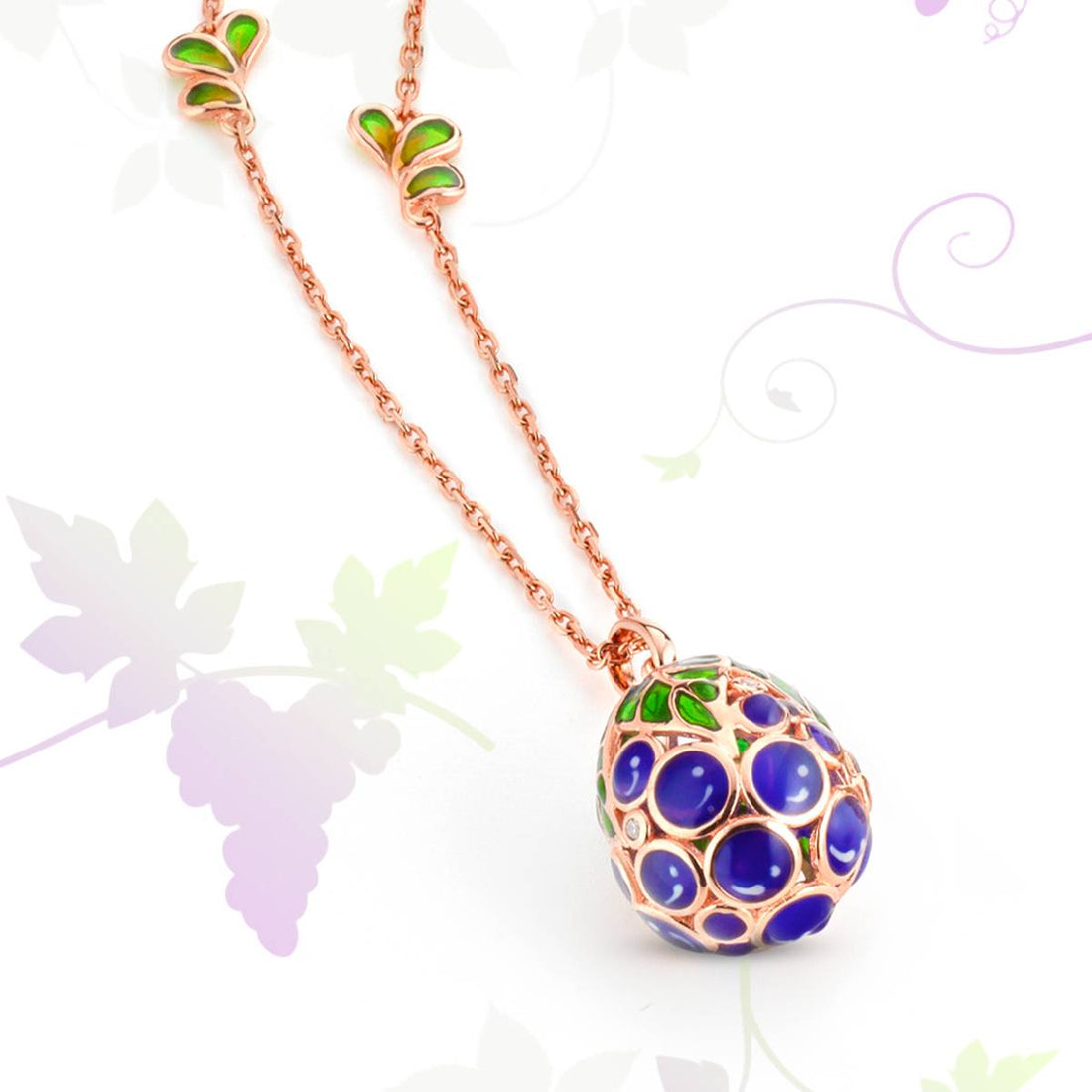 Collana Donna Tsars Argento Rosè 925 Tamara Smalto Viola Zirconi Verde TMP07RGR