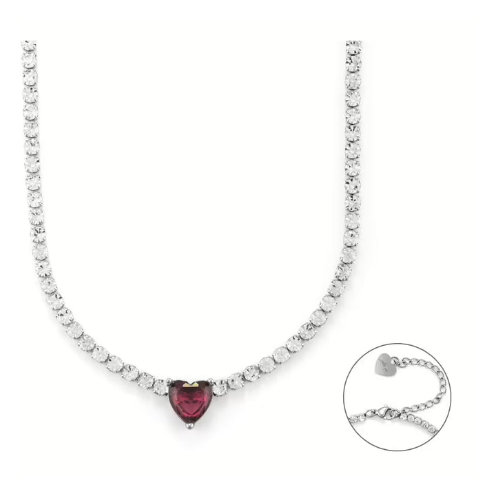Collana Tennis Donna 4US Cesare Paciotti Acciaio Zirconi Cuore Rosso 4UCL6259W