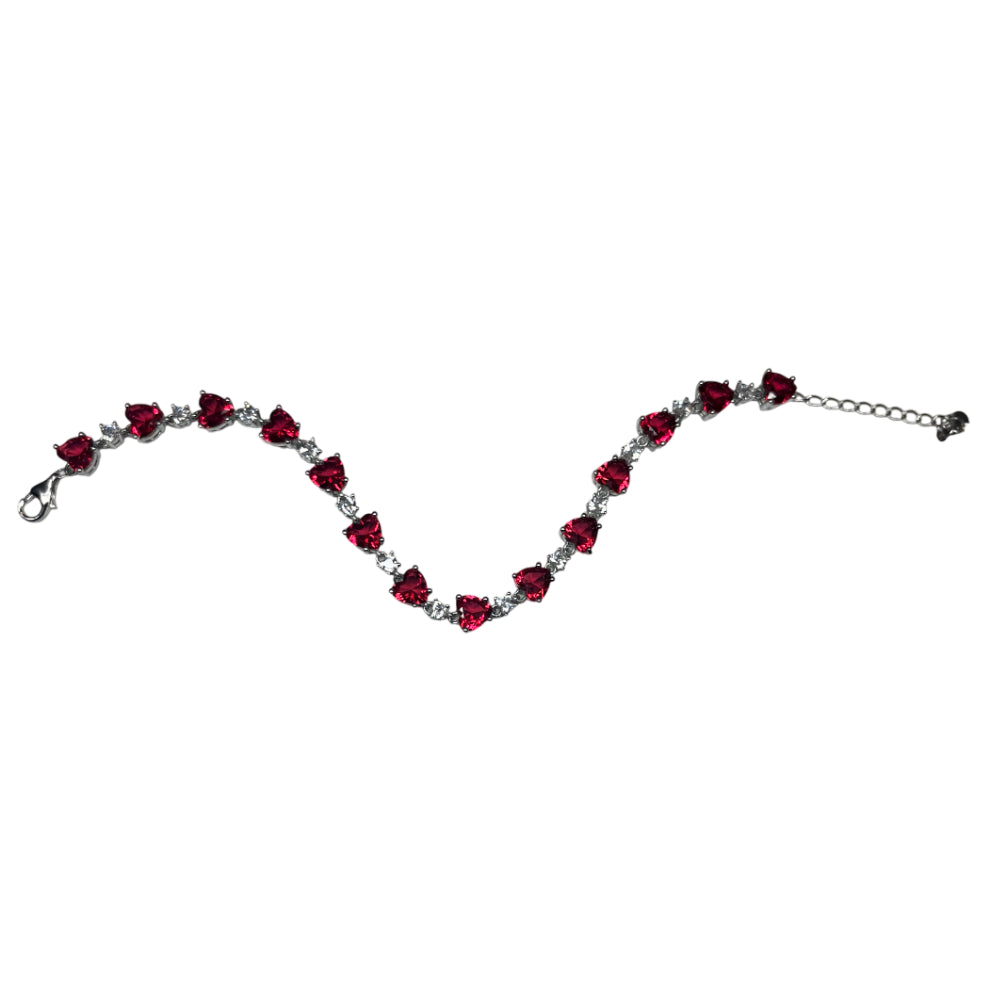 Bracciale Donna Re Mida Tennis Argento 925 Zirconi Cuori Rossi Tennis-47