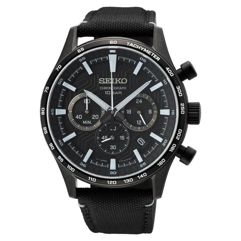 Orologio Uomo Seiko Quarzo Cronografo Data Nero Tessuto SSB417P1