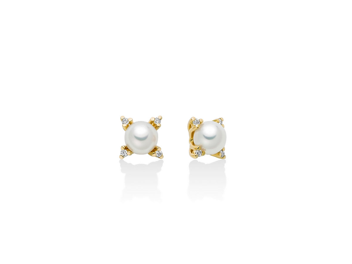 Orecchini Donna Miluna Oro Giallo 9kt Perla 4,5-5 mm e Diamanti PER2724X