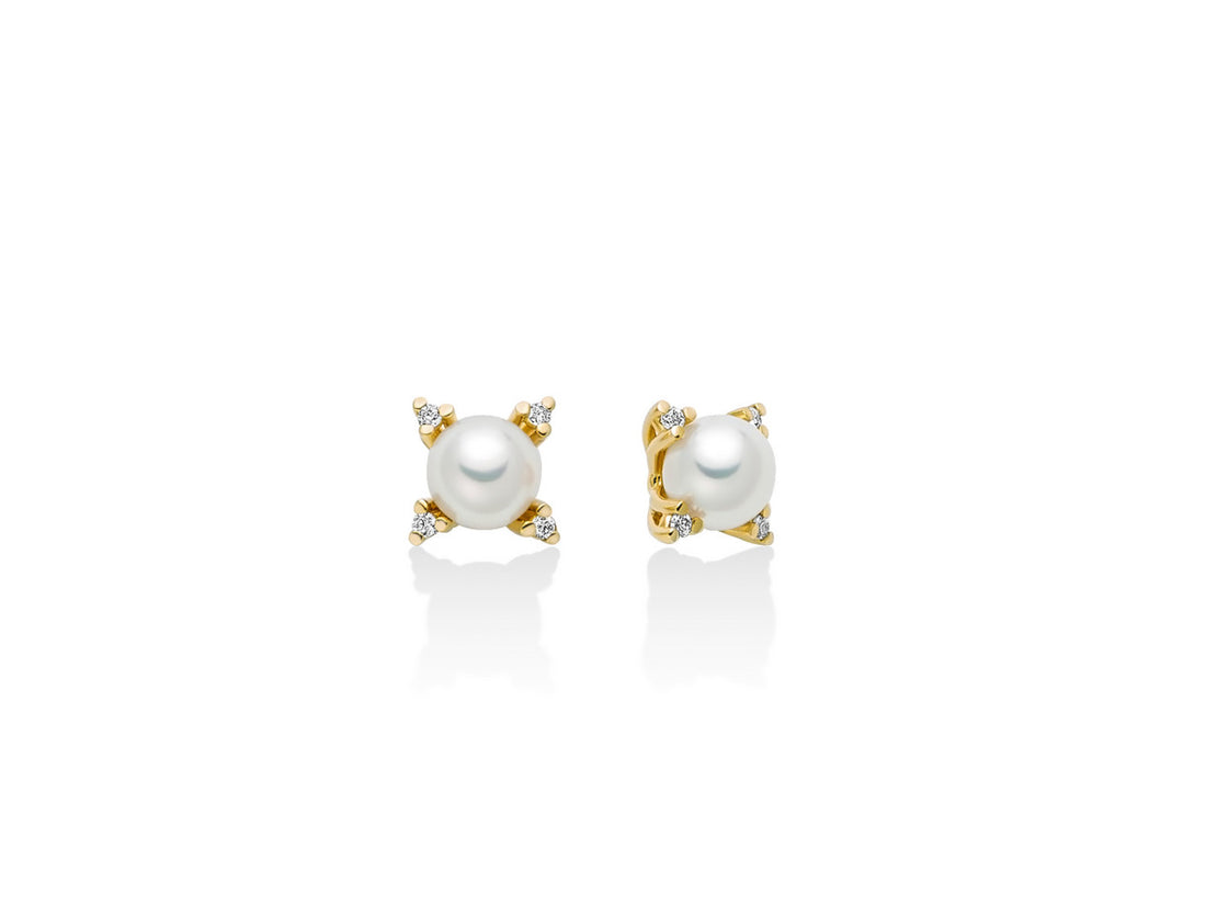 Orecchini Donna Miluna Oro Giallo 9kt Perla 4,5-5 mm e Diamanti PER2724X