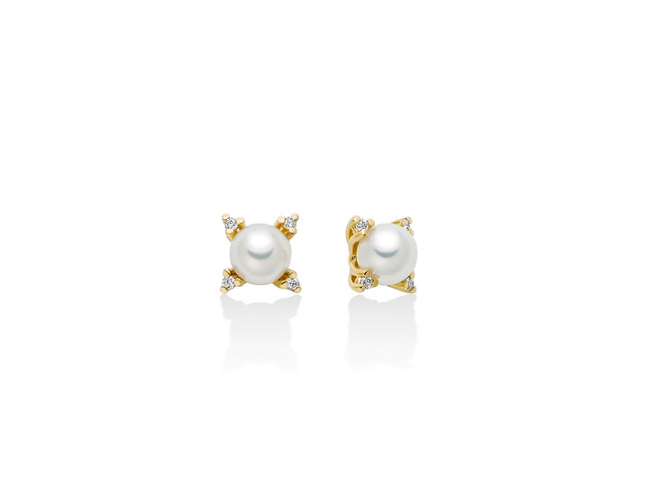 Orecchini Donna Miluna Oro Giallo 9kt Perla 4,5-5 mm e Diamanti PER2724X