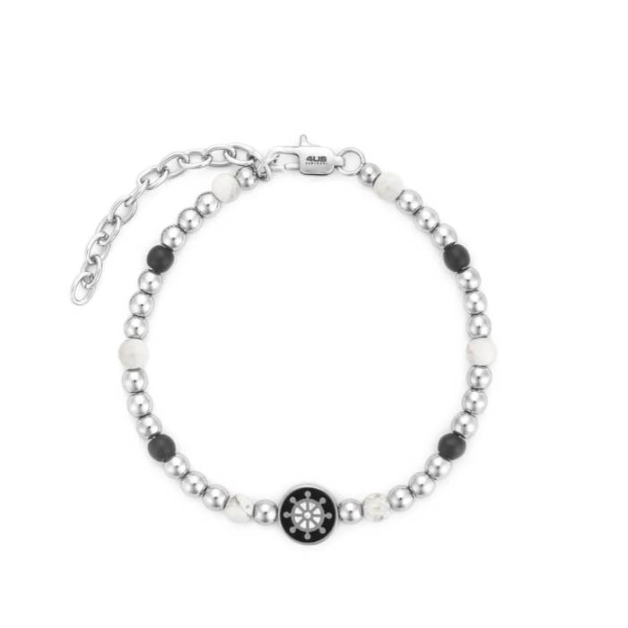 Bracciale Uomo 4US Cesare Paciotti Acciaio Timone Biglie Onice Agata 4UBR7885