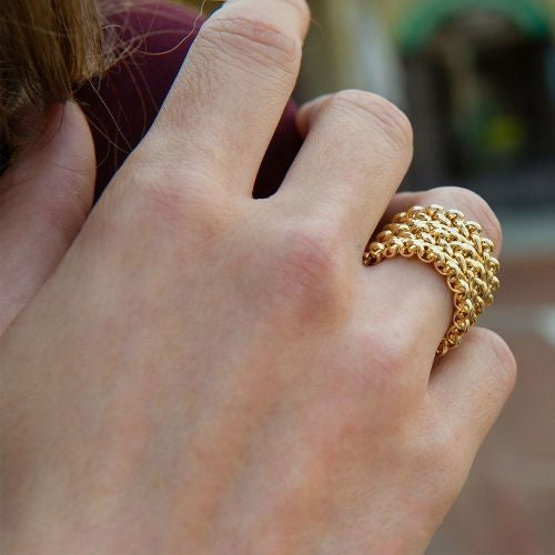 Anello Donna Unoaerre Bronzo Dorato Lucido Fascia Chicco Di Riso Misura 21 484609