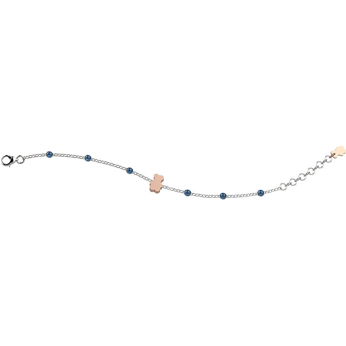Bracciale Bambino Nanàn Argento 925 Perline Azzurre Simbolo Orso Rosa NAN0189