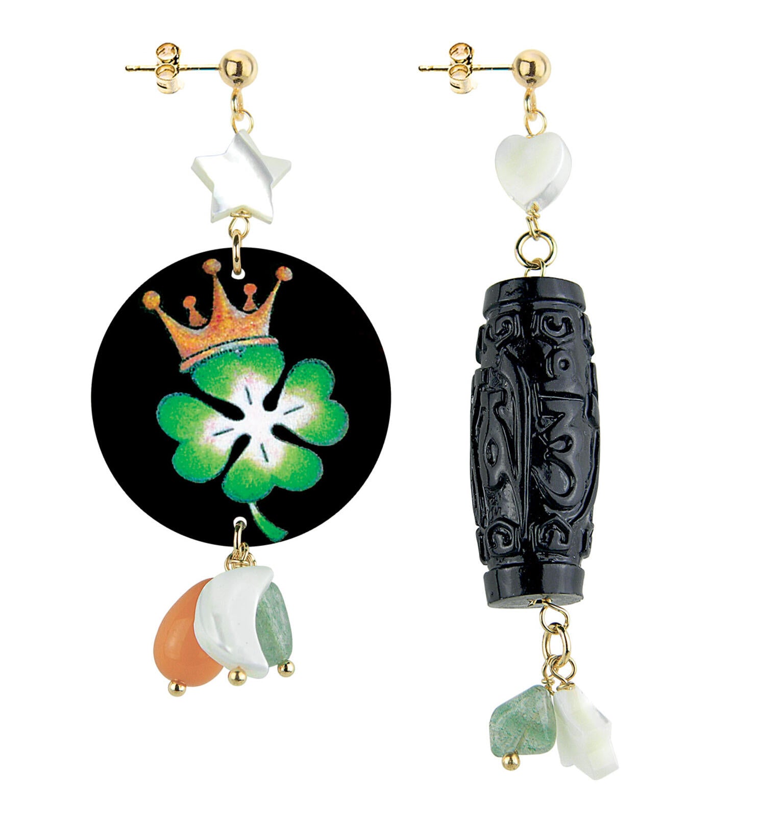 Orecchini Donna Lebole The Mini Circle Mix Match Quadrifoglio Verde MM/DP OR.13