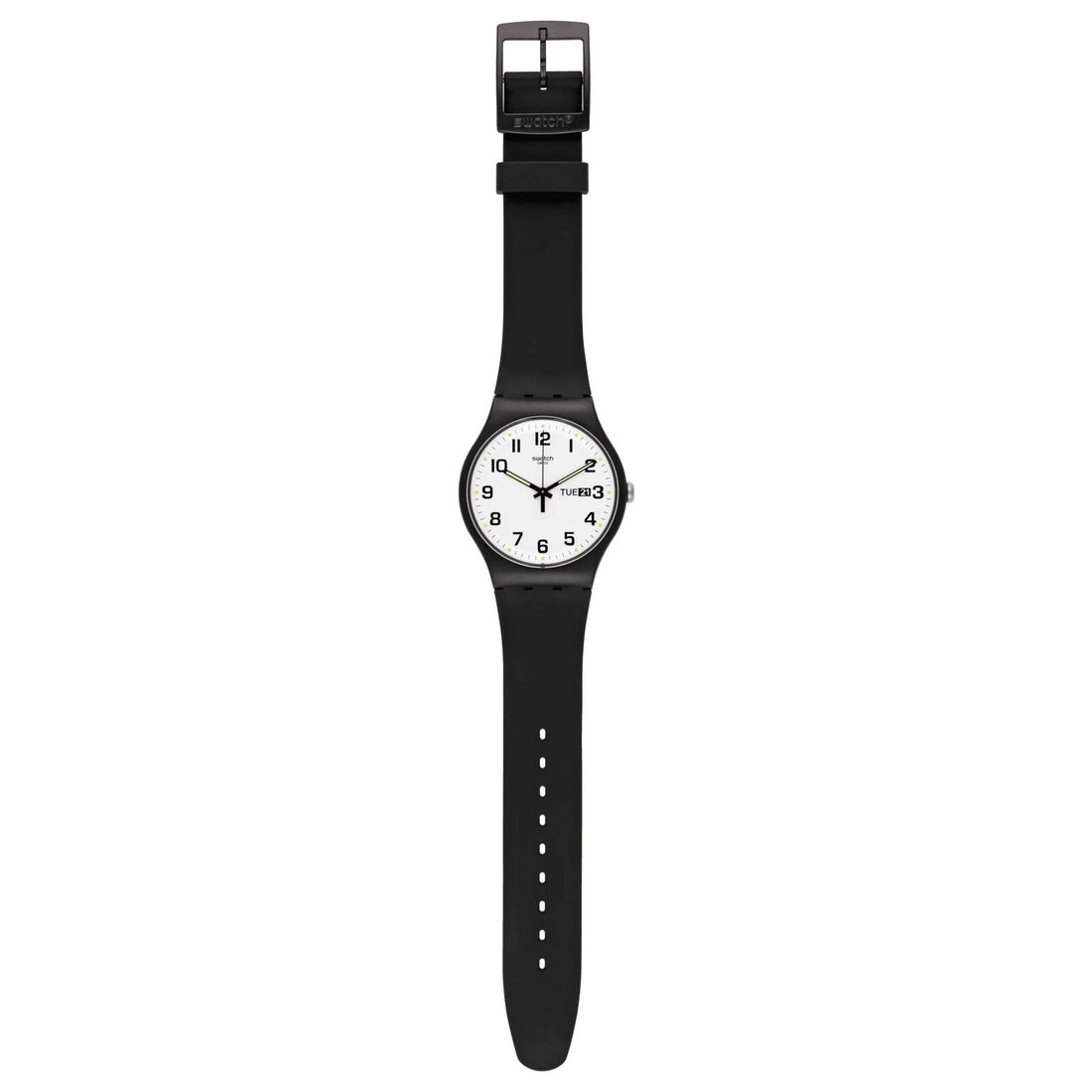 Orologio Uomo Swatch Quarzo Solo Tempo Numeri Doppia Data Nero SO29B703