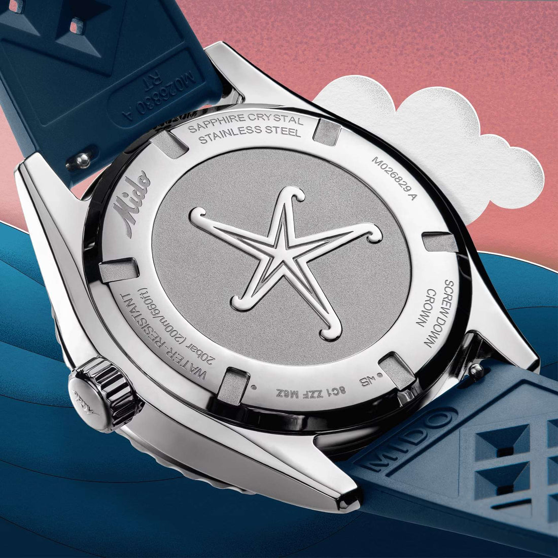 Orologio Uomo Mido Automatico GMT Ocean Star Decompression Data Blu M0268291704100