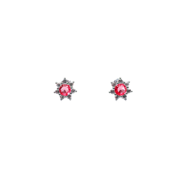 Orecchini Donna Re Mida Argento Punto Luce Cestino Zircone Rosso OR DJV-04