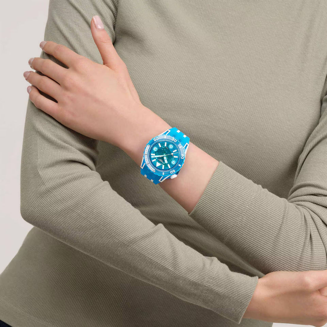 Orologio Unisex Swatch SCUBAQUA BLUE FIRE Neon SSCU09S100