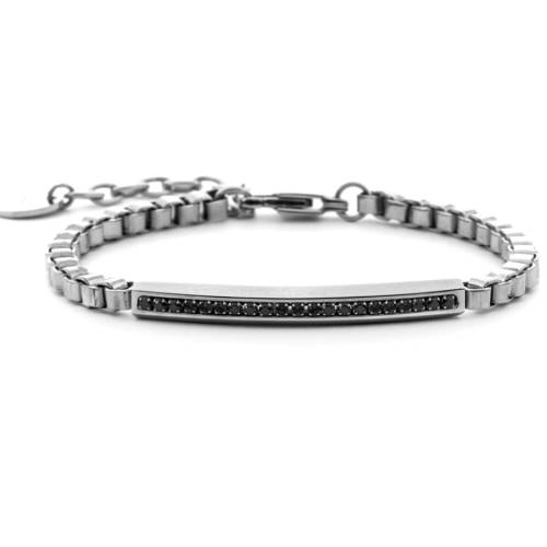 Bracciale Uomo 4US Cesare Paciotti Acciaio Targhetta Zirconi 4UBR7563