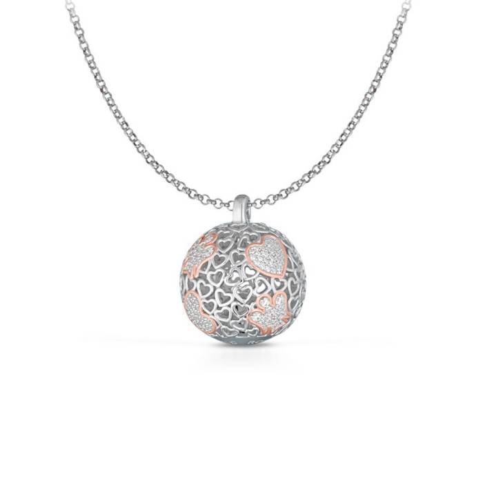 Collana Donna Roberto Giannotti Chiama Angeli Argento Angeli Cuori Traforati Zirconi SFA167