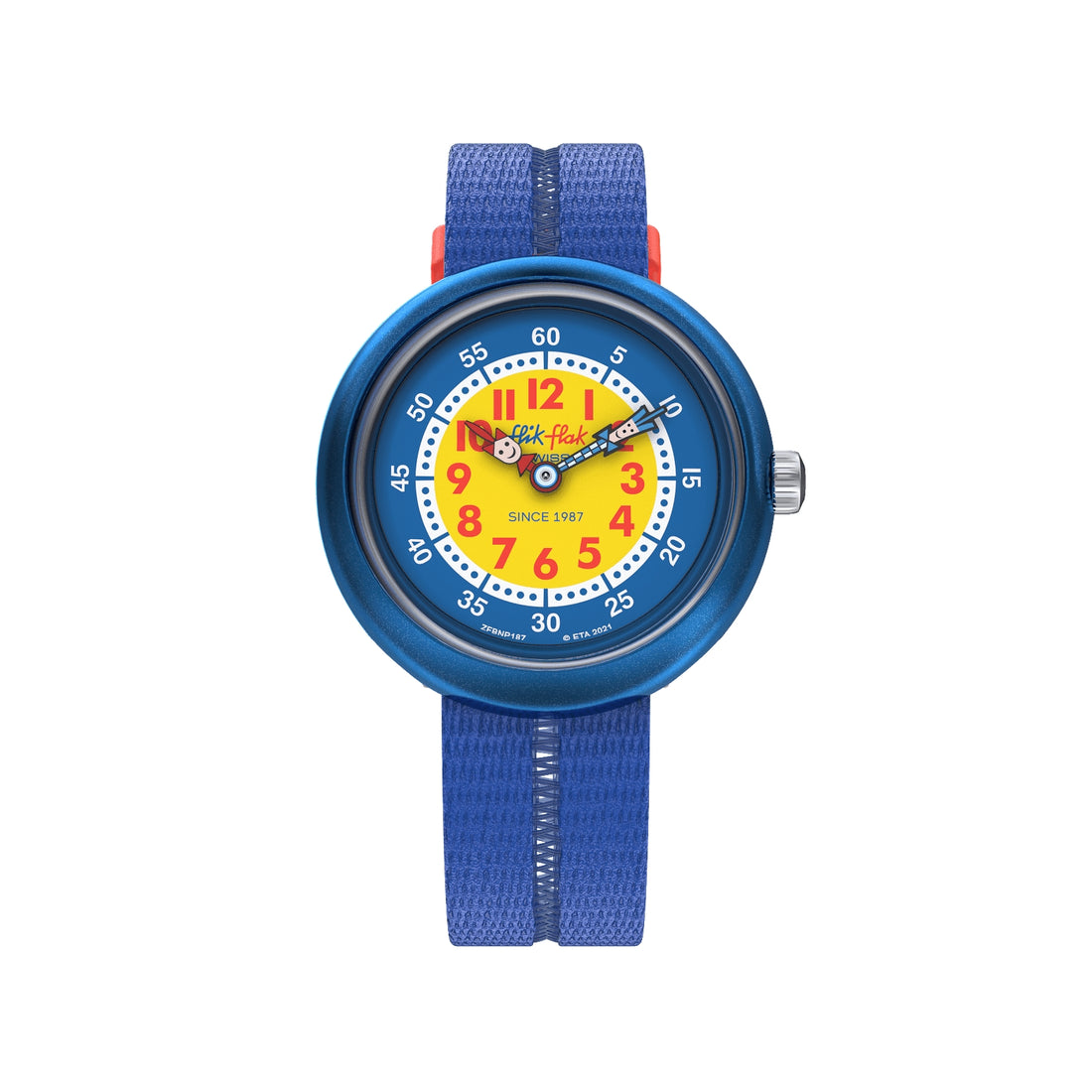 Orologio Bambino Swatch Flik Flak Quarzo Solo Tempo Blu Numeri ZFPNP187