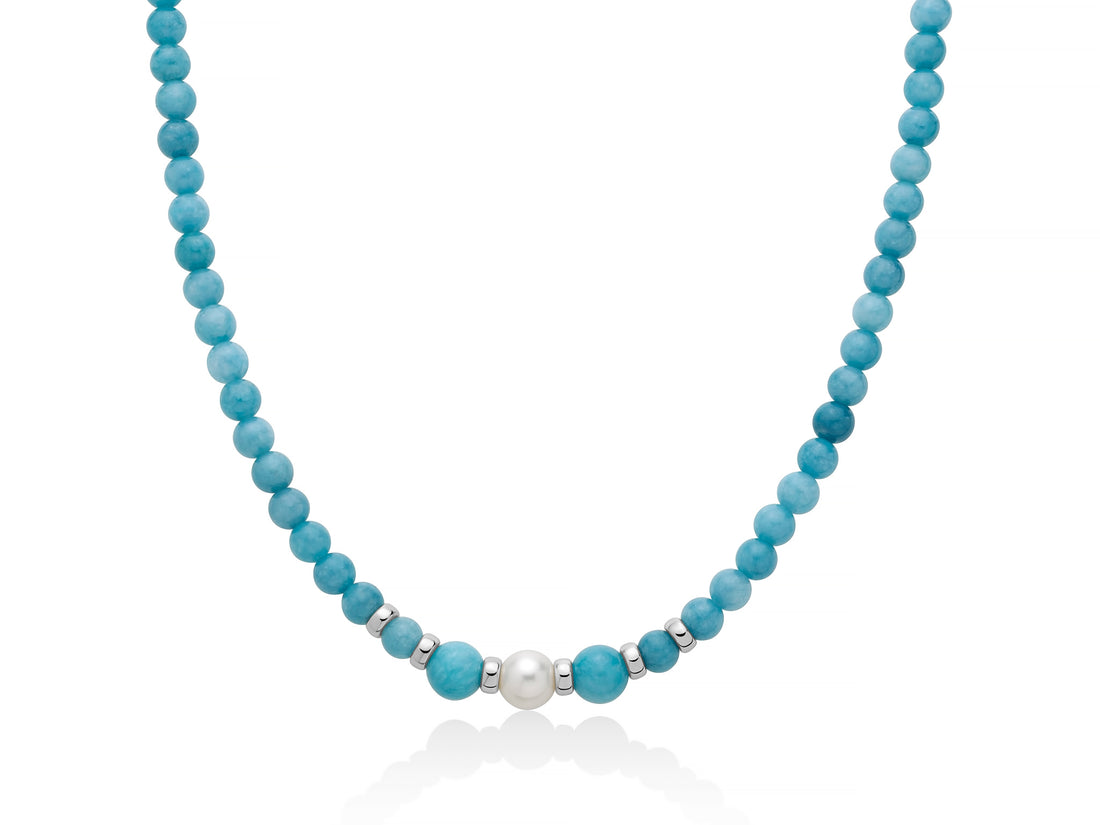 Collana Donna Argento 925 Miluna Pasta Di Turchese Perle PCL6722