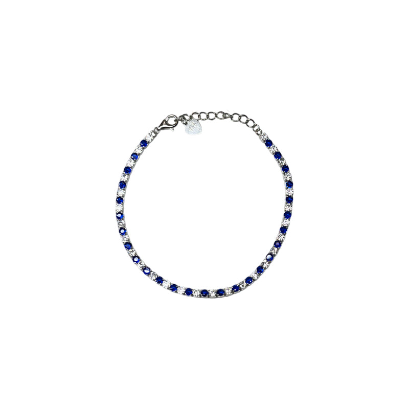 Bracciale Unisex Re Mida Tennis Argento 925 Zirconi Blu Bianchi BR DJV-18B