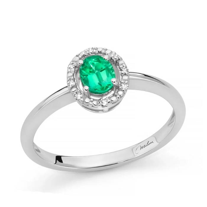 Anello Donna Miluna Gemme Oro Bianco Smeraldo Misura 13 LID4281X