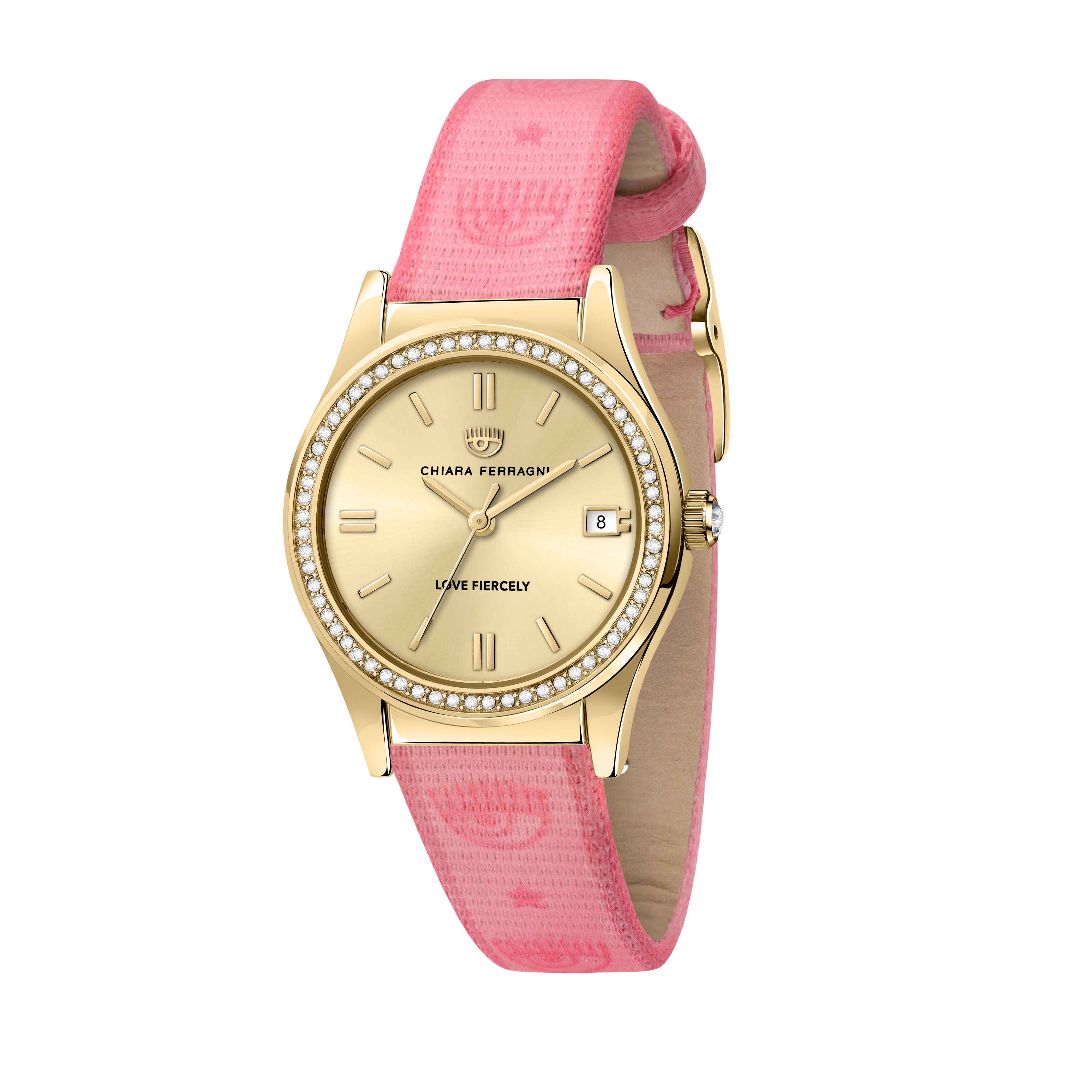 Orologio Donna Chiara Ferragni Quarzo Solo Tempo Acciaio Dorato Pelle