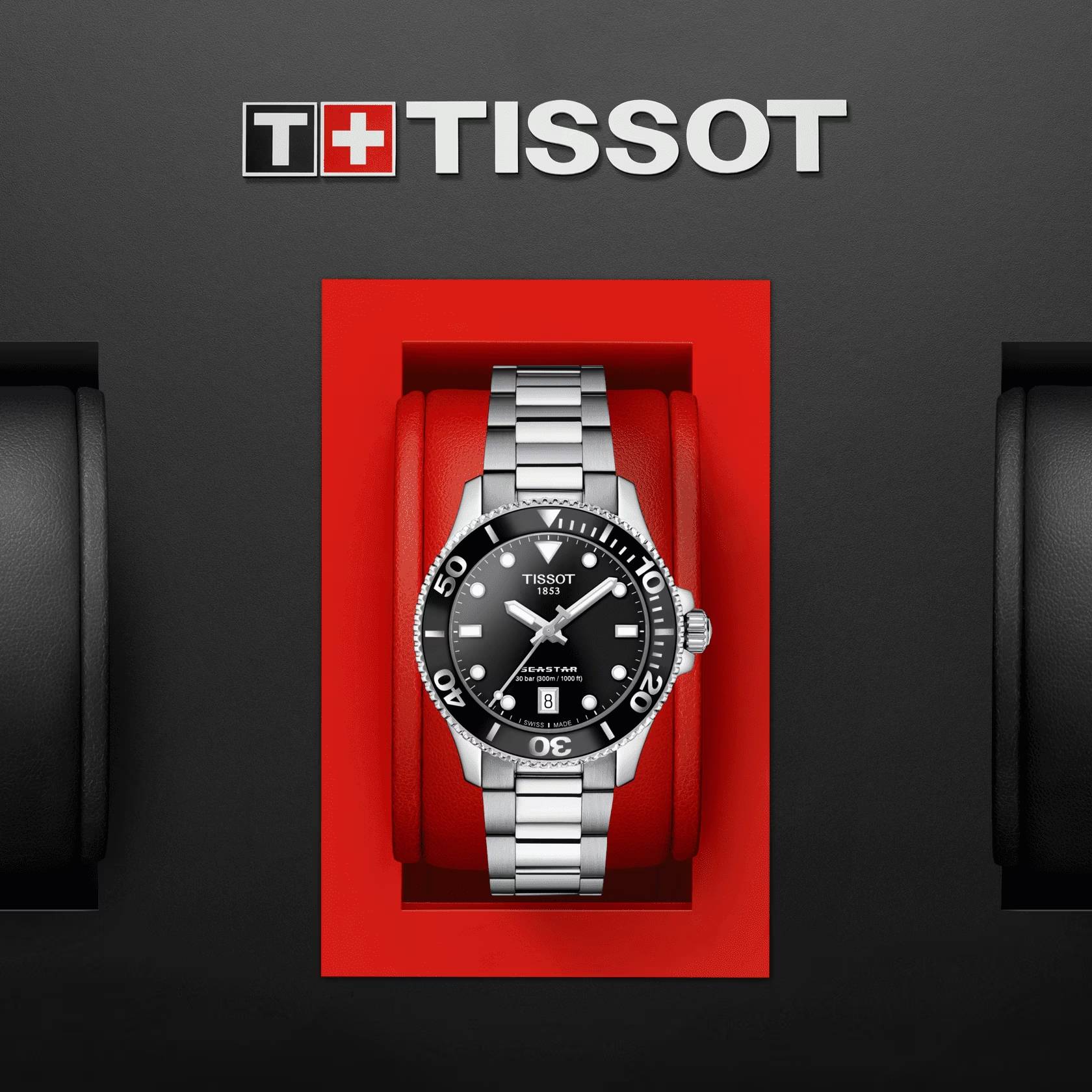 Orologio Unisex Tissot Quarzo Solo Tempo Acciaio Seastar Nero 300 m T1202101105100