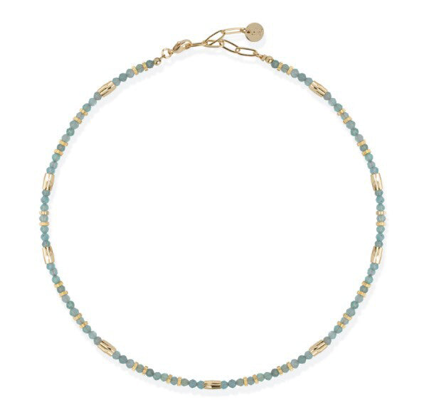 Collana Donna Liu Jo Acciaio dorato Catena pietre quarzi Celeste LJ2895