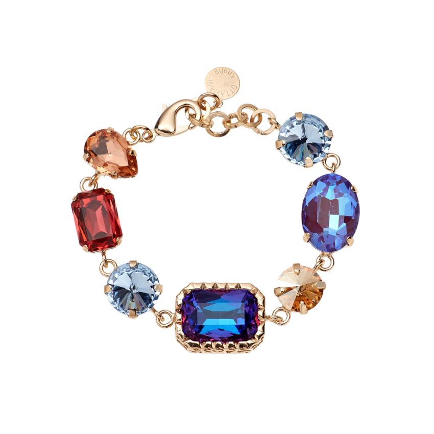 Bracciale Donna Ottaviani Bronzo Dorato Tennis Zirconi Multicolore 500804B