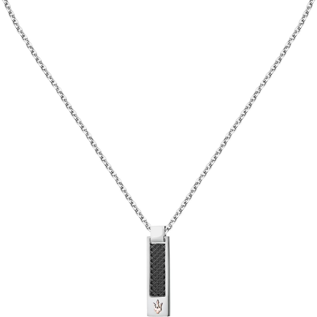 Collana Uomo Maserati Acciaio PDV Nero Logo Oro JM423AVD19
