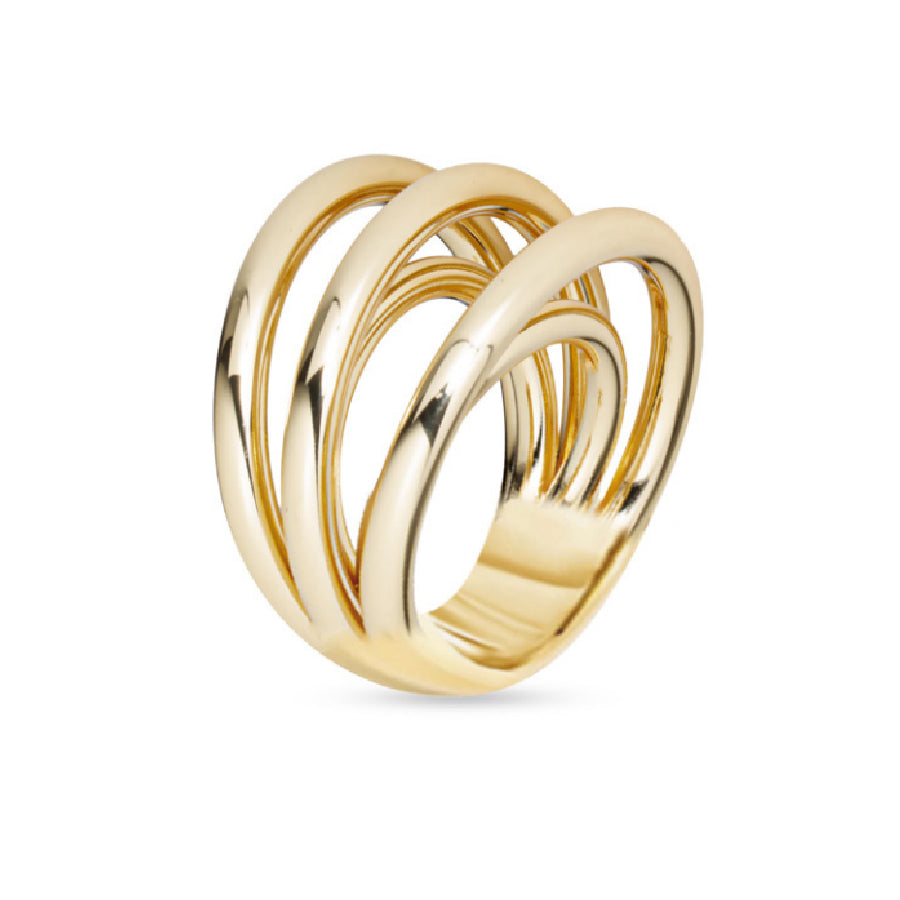 Anello Donna Liu Jo Acciaio Dorato Fascione Cinque Fili LJ2727M14