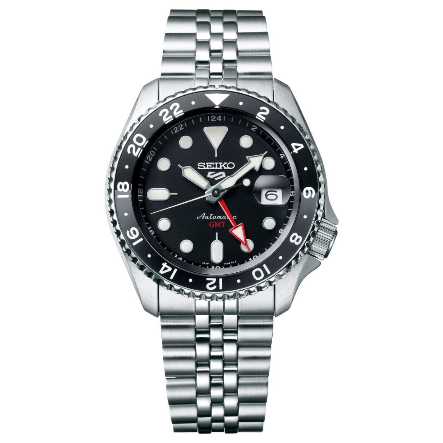 Orologio Uomo Seiko 5 GMT Sport Acciaio Jubilè Automatico Nero Data SSK001K1