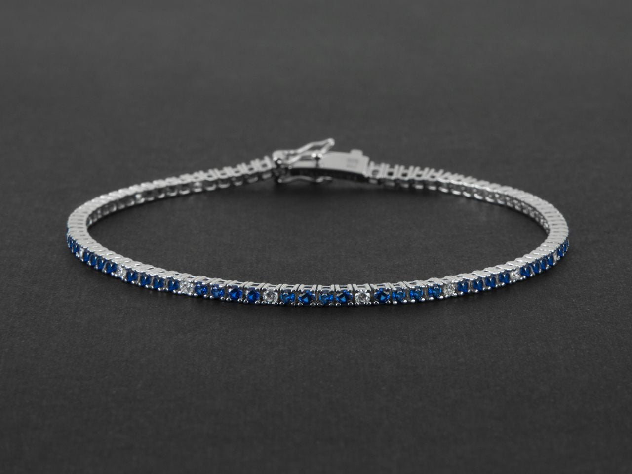 Bracciale Uomo Cesare Paciotti Tennis Argento 925 Zirconi  Blu e Bianchi JPBR2473B/21