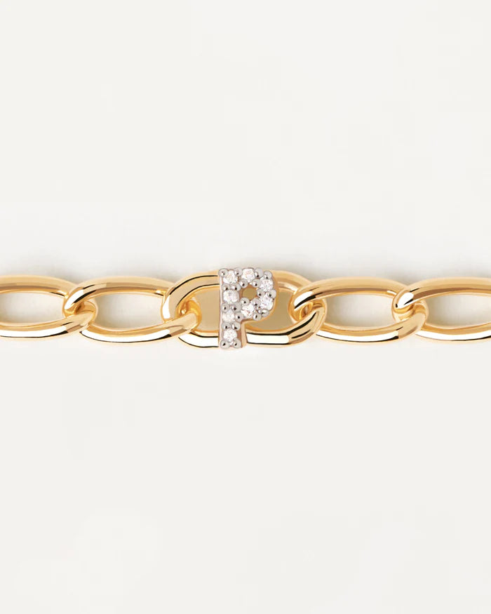 Bracciale Donna PDPaola Argento 925 Dorato Catena Iniziale P Zirconi PU01-553-U