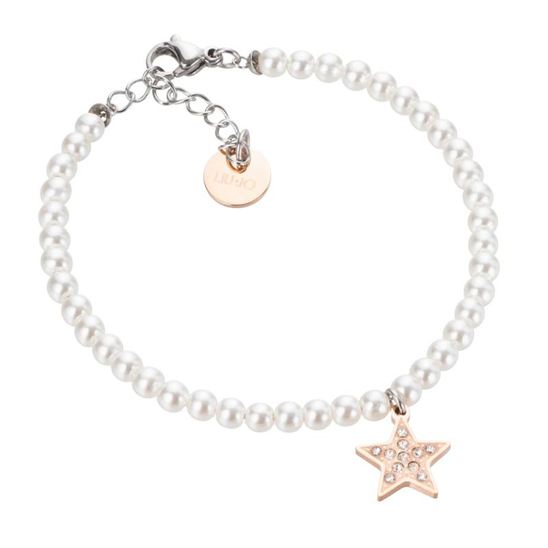 Bracciale Donna Liu Jo Acciaio Rosè Perle Bianche Stella Zirconi Bianchi LJ2160