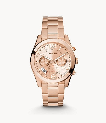 Orologio Donna Fossil Acciaio Rosa Con Ghiera Zirconata Multifunzione ES3885