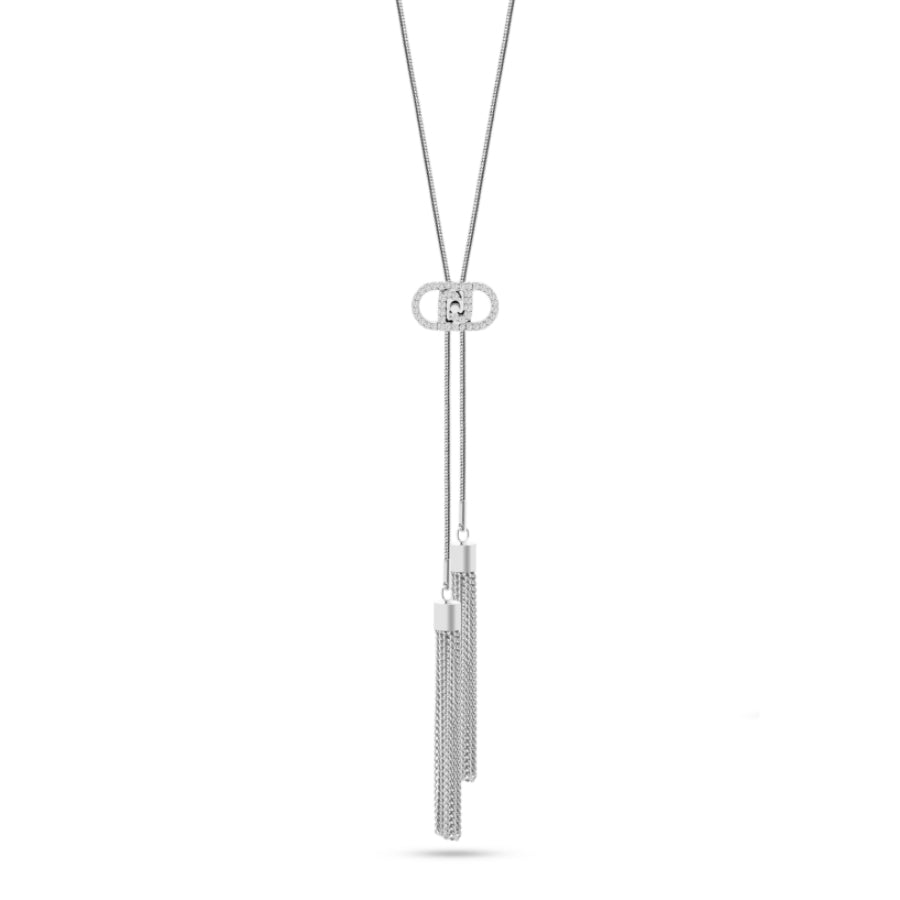 Collana Donna Liu Jo Acciaio Catene Logo Zirconi Bianchi LJ2649