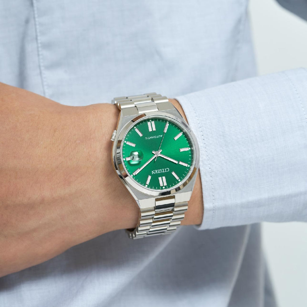 Orologio Uomo Citizen Tsuyosa Automatico Verde Data Maglia President NJ0150-81ZX
