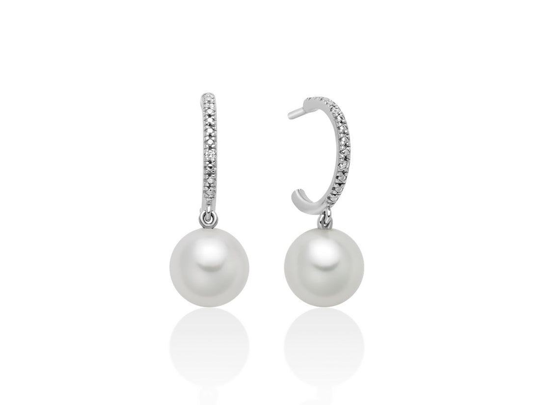 Orecchini Donna Miluna Oro Bianco 9kt Perla 6,5-7 mm e Diamanti PER2726X