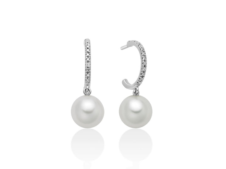 Orecchini Donna Miluna Oro Bianco 9kt Perla 6,5-7 mm e Diamanti PER2726X