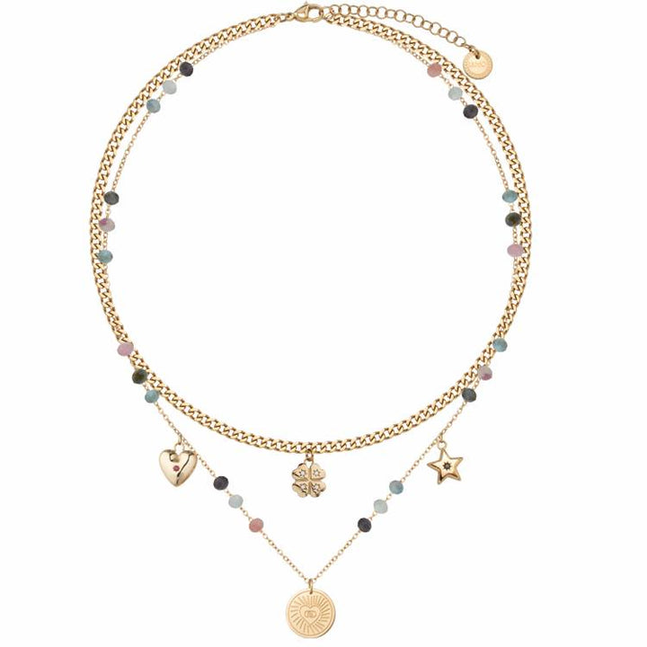 Collana Donna Liujo Multifilo Acciaio Gold Charm LJ3181