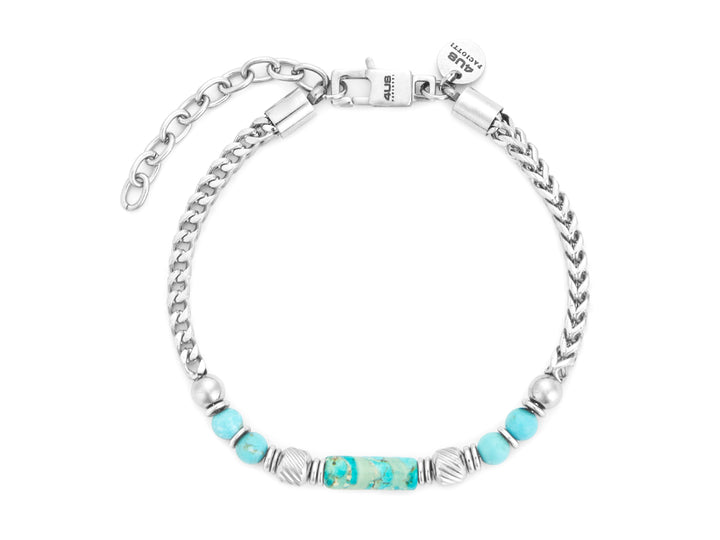 Bracciale 4US Cesare Paciotti Acciaio Con Biglie Turchesi 4UBR7809
