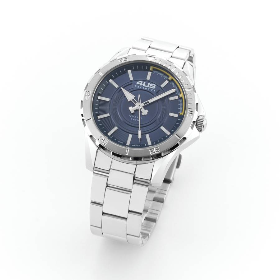 Orologio Uomo 4US Cesare Paciotti Acciaio Quarzo Solo Tempo Blu Giallo T4LS382