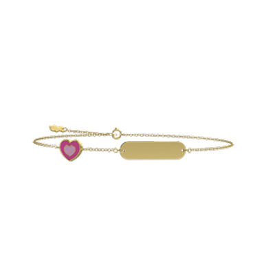 Bracciale Bambina Nanan Oro 9 KT Personalizzabile Cuore Rosa NGLD0099