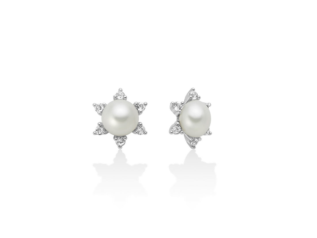 Orecchini Donna Miluna Perle Argento 925 Con Pietra Topazio Bianco PER2841