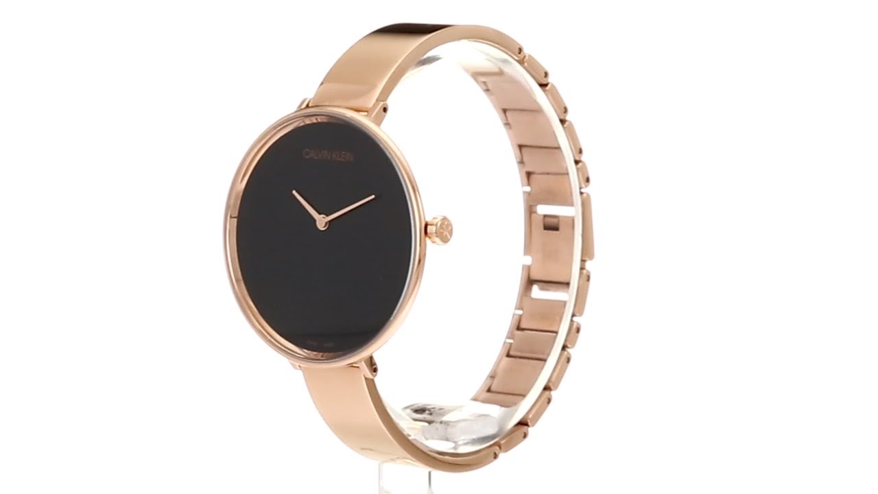 Orologio Donna Acciaio Calvin Klein Quarzo Solo Tempo Rosè Nero Lucido K7A23641