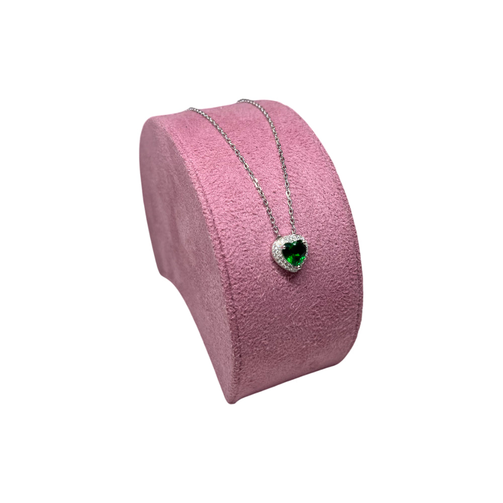 Collana Donna Re Mida Argento 925 Cuore Zirconi Verdi Bianchi CL DJV-3V