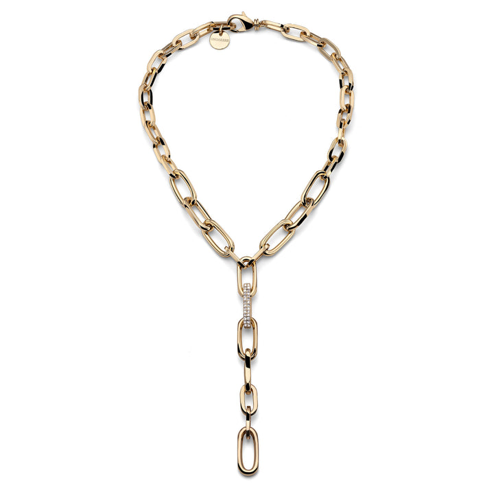 Collana Donna Unoaerre Bronzo Dorato a Y con zirconi 581501